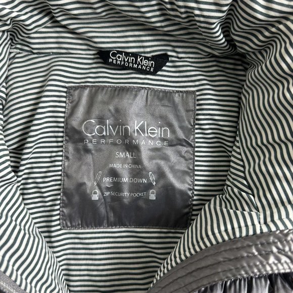 Calvin Klein‎ Metallic Silver Duck Down Puffer Vest Full Zip Quilt Women Small - Picture 6 of 12